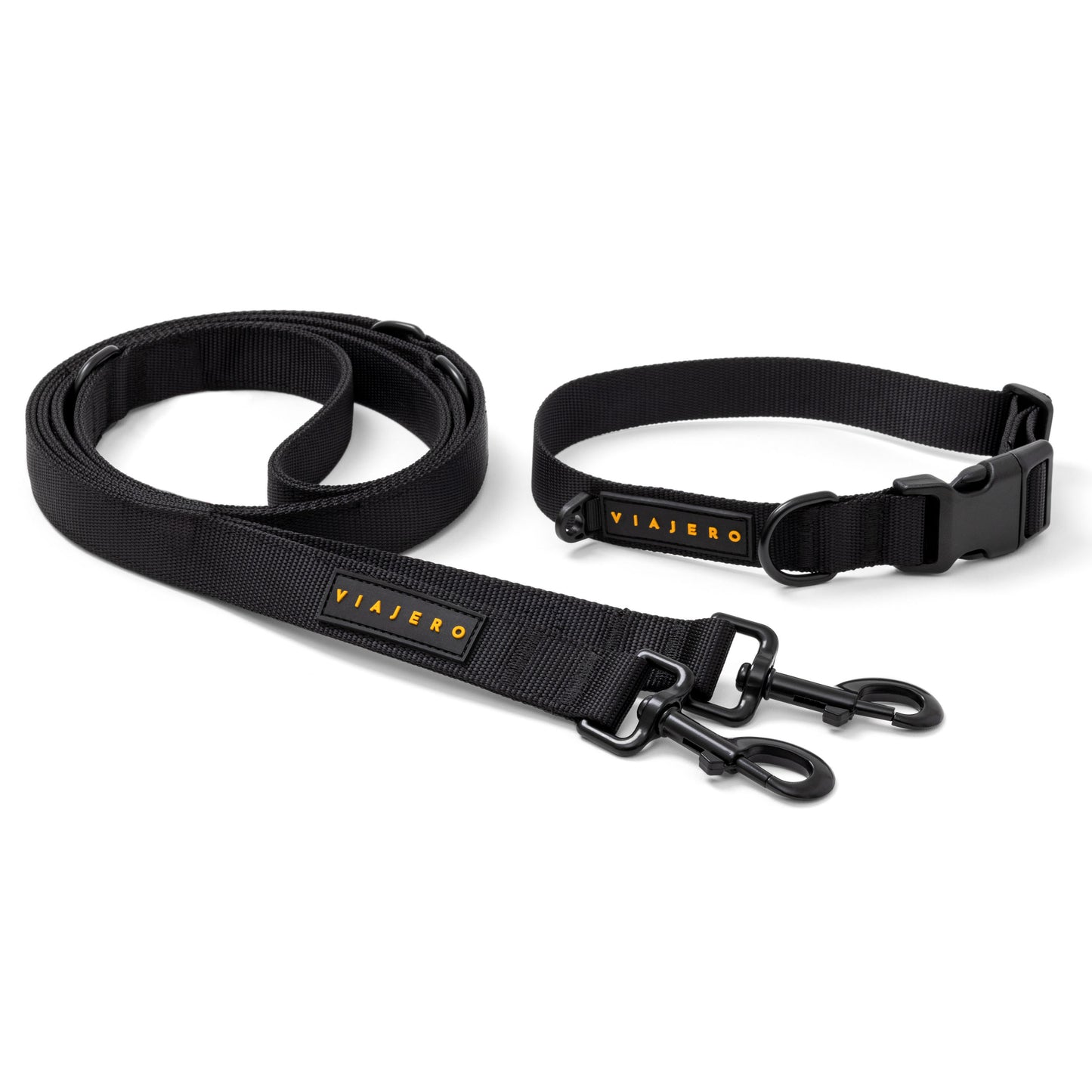 Nylon leash and collar set: Black