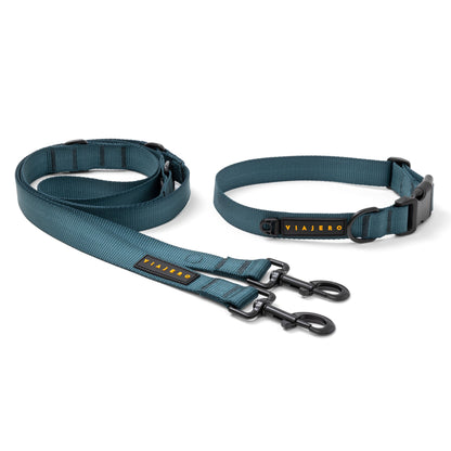 Nylon leash and collar set: Green